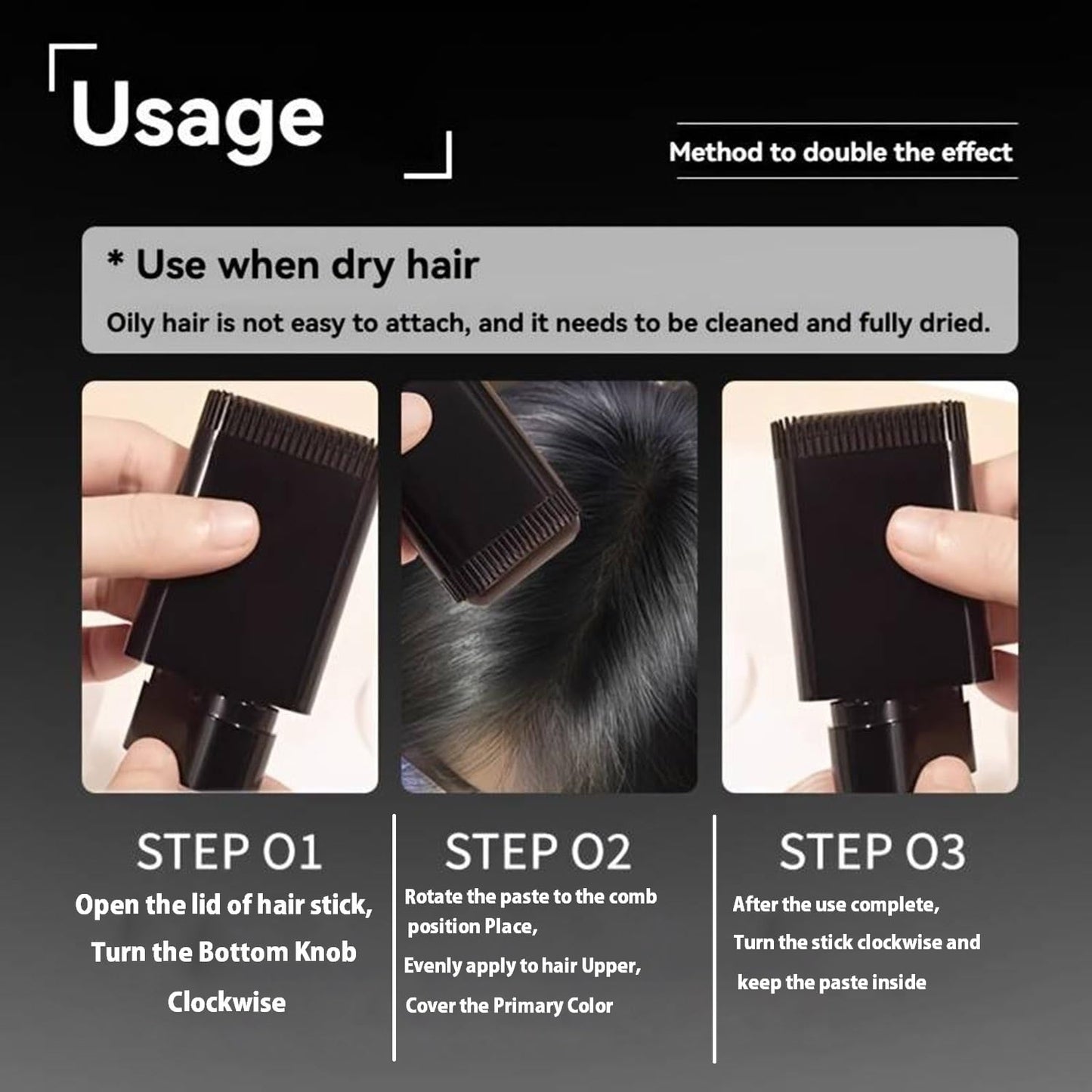 2-In-1 Instant Hair Colour Stick (Free Delivery)
