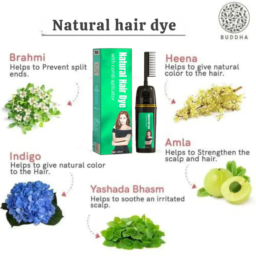 Natural Plant Hair Dye Shampoo with Comb (Buy 1 Get 1 Free)