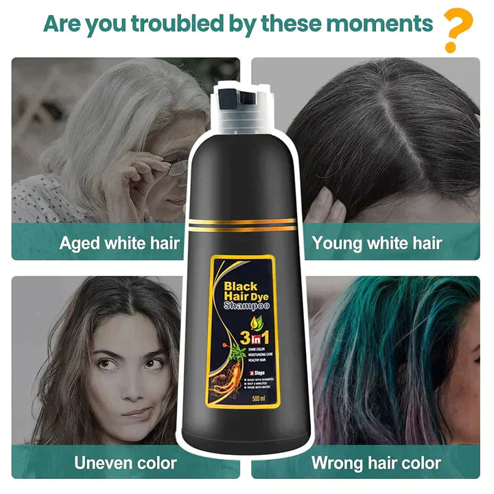 3-in-1 Black Hair Dye Shampoo