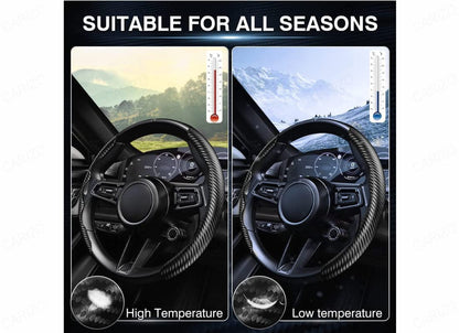 New Carbon Fiber Steering Wheel Cover (Free 1 Year Warranty Included)