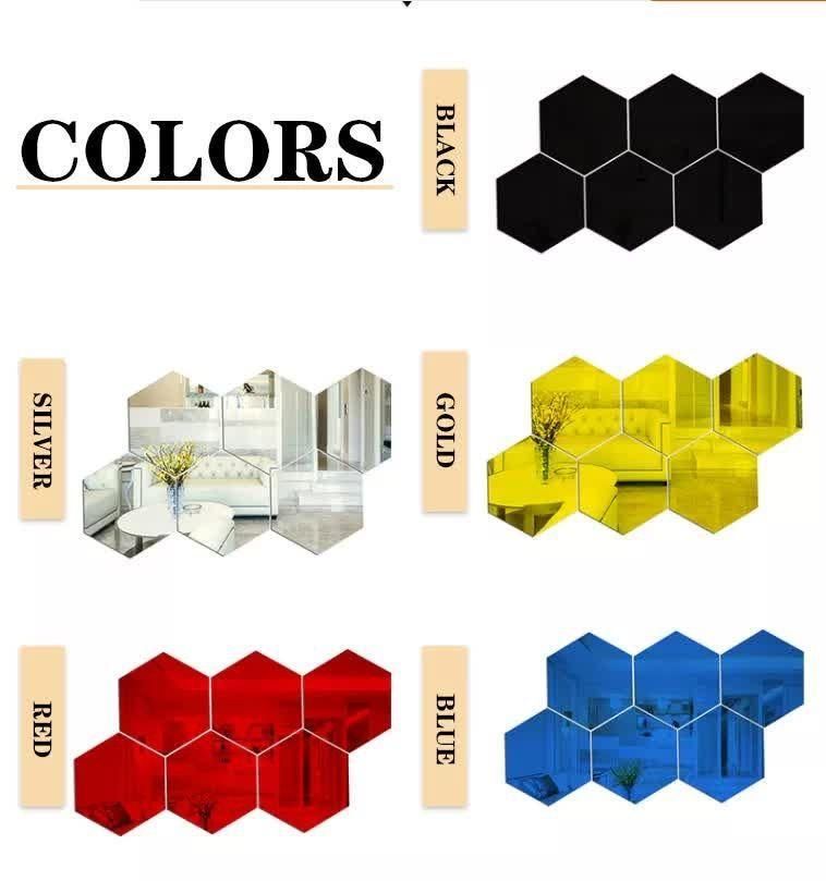 WallDaddy Mirror Stickers For Wall Pack Of 40 Flexible Mirror Size (10x12)Cm Each Hexagon