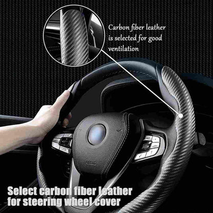 New Carbon Fiber Steering Wheel Cover (Free 1 Year Warranty Included)