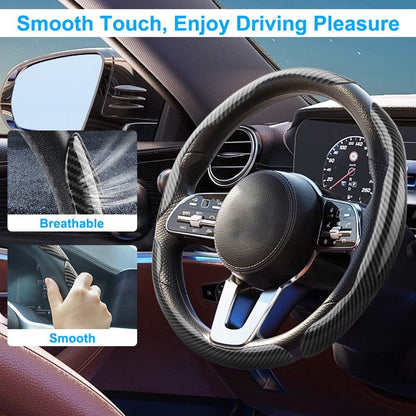 New Carbon Fiber Steering Wheel Cover (Free 1 Year Warranty Included)