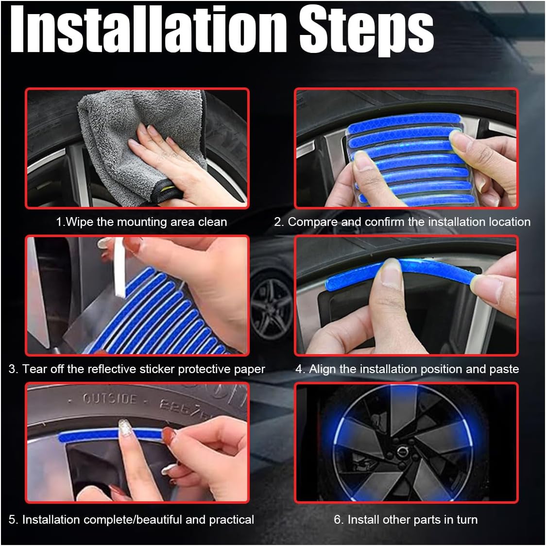 AutoGlow Luminous Reflective Rim Stickers (Buy 1 Pack Get 1 Free)