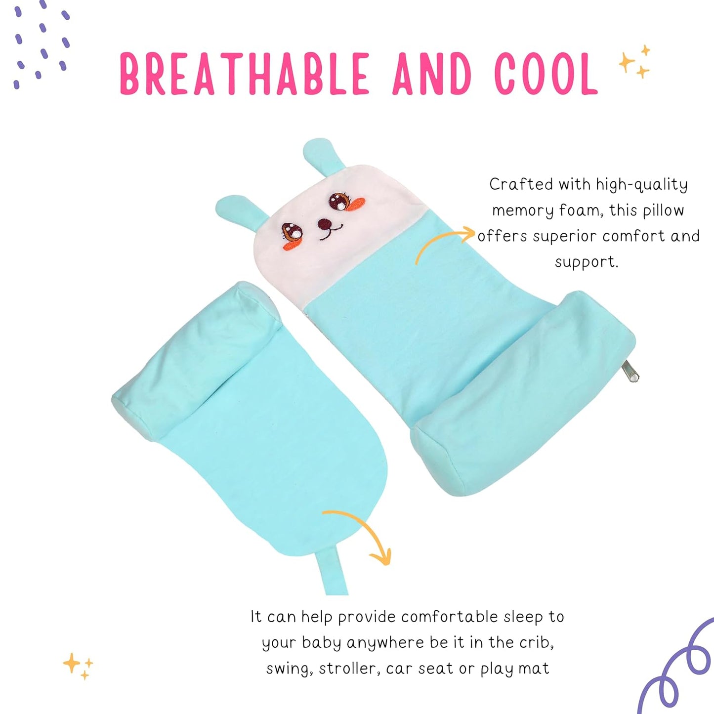 Little Ones Head Shaping Neck Pillow (Free Washable Covers)