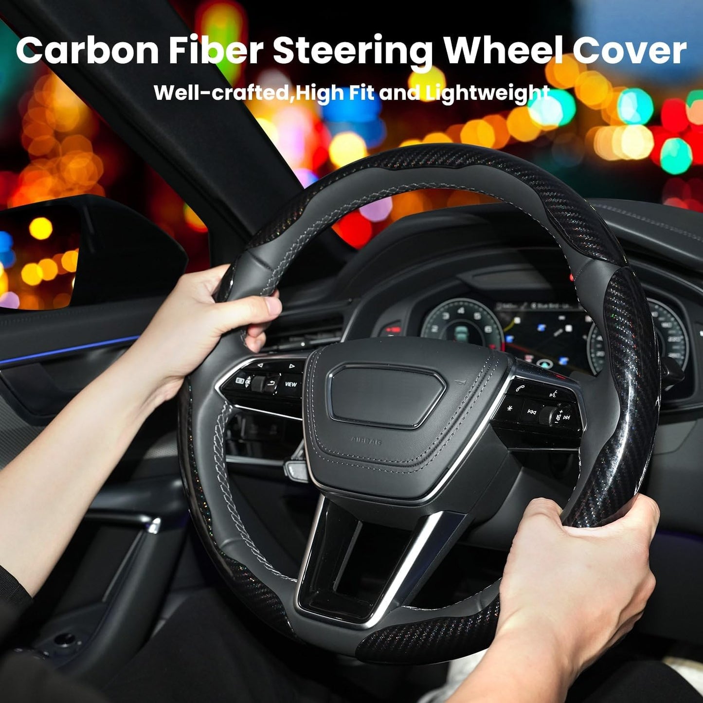 New Carbon Fiber Steering Wheel Cover (Free 1 Year Warranty)