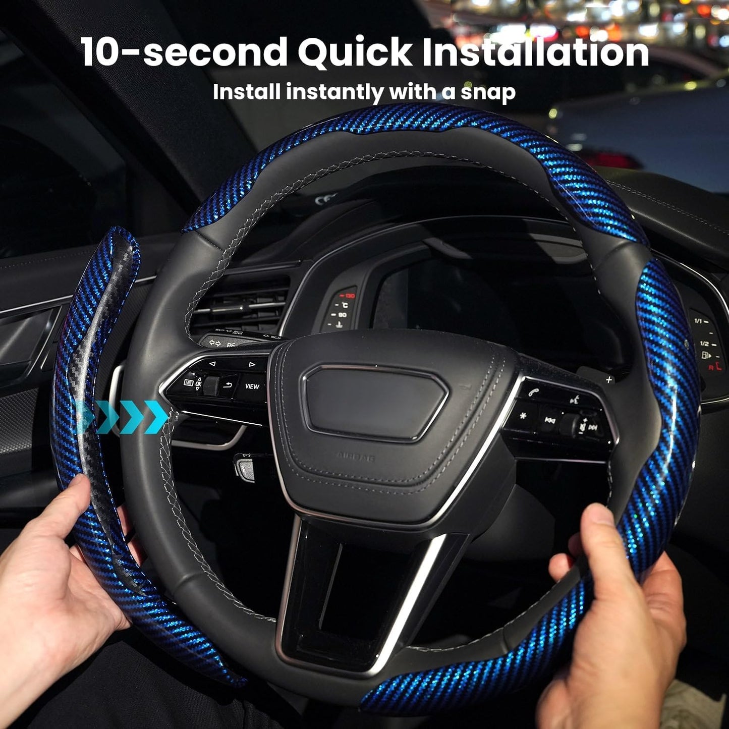 New Carbon Fiber Steering Wheel Cover (Free 1 Year Warranty)