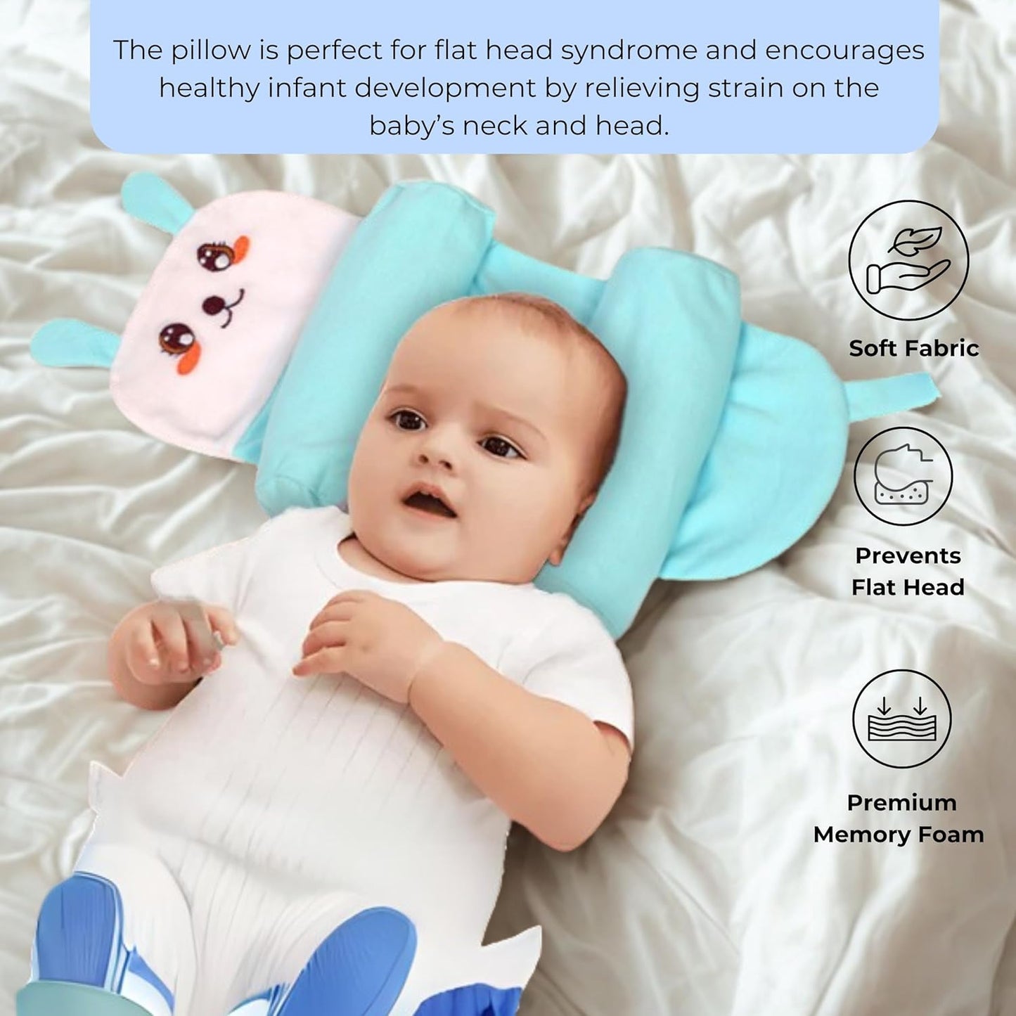 Little Ones Head Shaping Neck Pillow (Free Washable Covers)