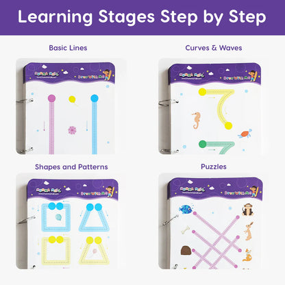 68 Pages Reusable Tracing Line book to improve HAND WRITING For 2+ Years kids + (FREE Learning 2000+ pages PDF worksheet for kids📚 )